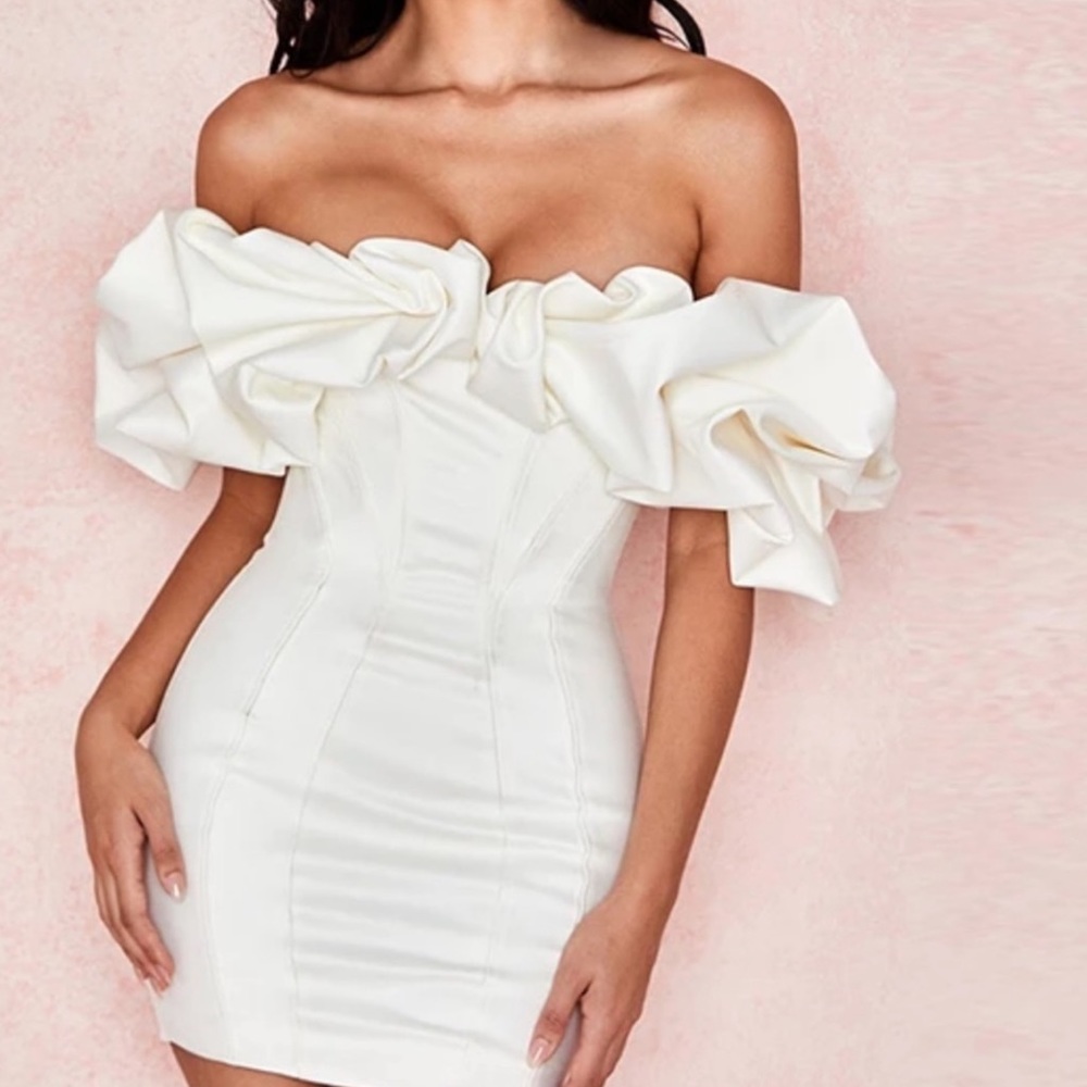 White satin corset dress